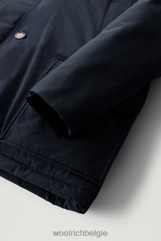 arctische anorak van ramar-stof met afneembaar bont Woolrich Heren 8TTN0860 Melton blauw kleding