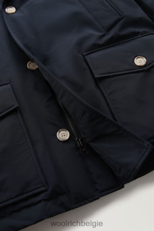 arctische anorak van ramar-stof met afneembaar bont Woolrich Heren 8TTN0860 Melton blauw kleding