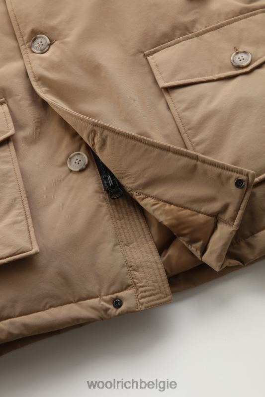 arctische parka van ramar-stof Woolrich Heren 8TTN0838 goud kaki kleding