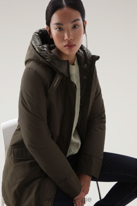 arctische parka van ramar-stof Woolrich vrouwen 8TTN0371 donkergroen kleding