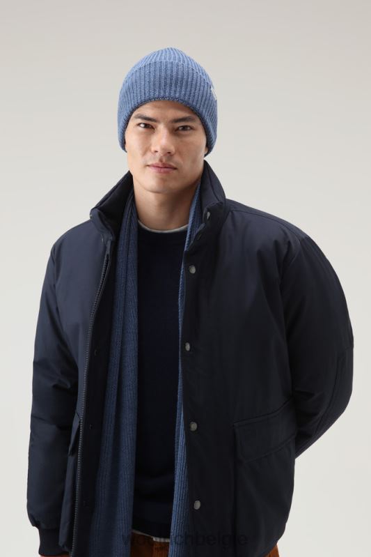 authentiek polar kort jasje Woolrich Heren 8TTN0777 Melton blauw kleding