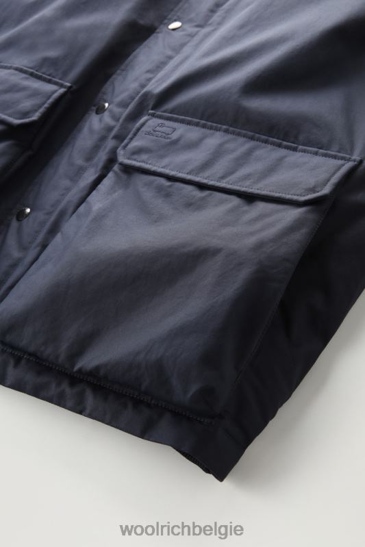 authentiek polar kort jasje Woolrich Heren 8TTN0777 Melton blauw kleding
