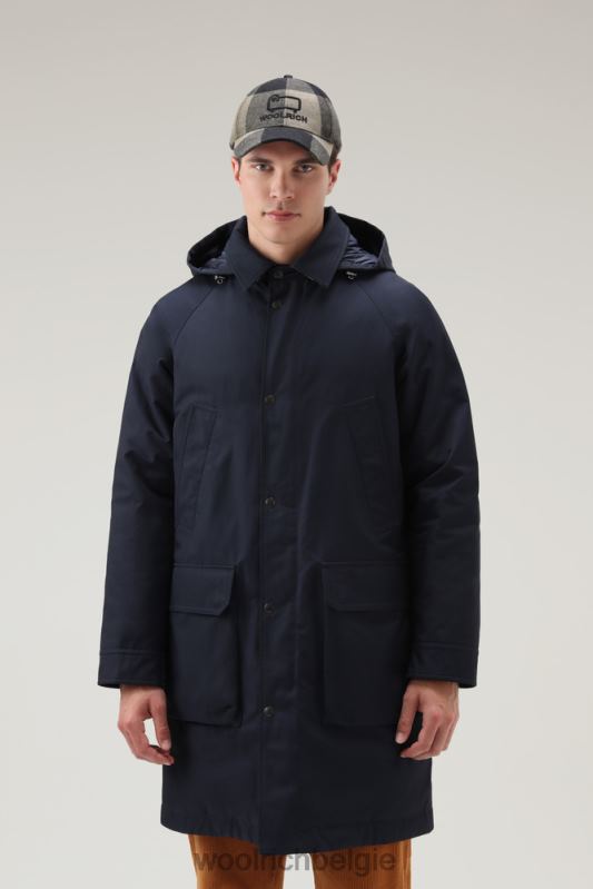authentieke jas met raglanmouwen Woolrich Heren 8TTN0776 Melton blauw kleding