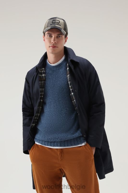authentieke jas met raglanmouwen Woolrich Heren 8TTN0776 Melton blauw kleding