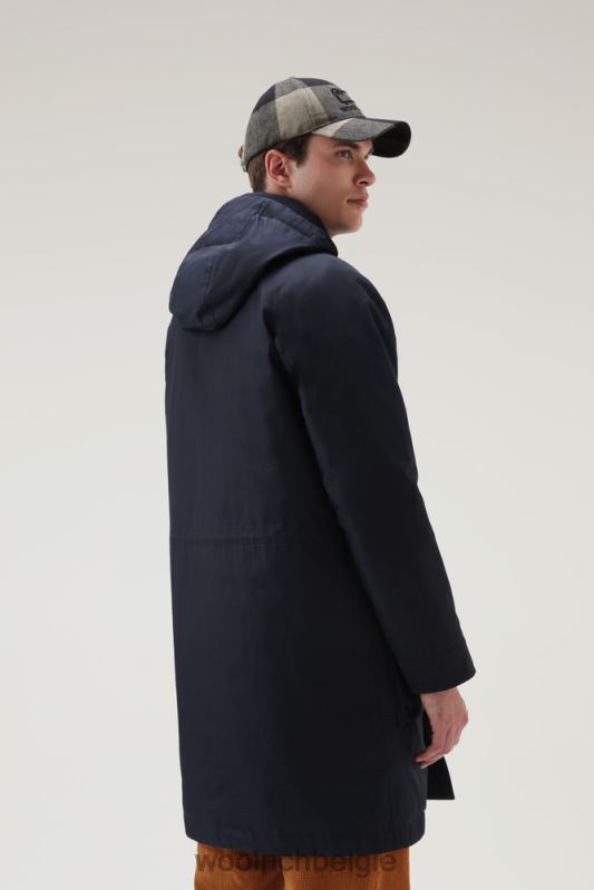 authentieke jas met raglanmouwen Woolrich Heren 8TTN0776 Melton blauw kleding