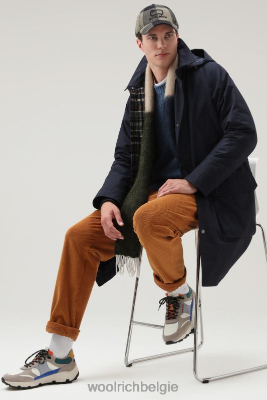 authentieke jas met raglanmouwen Woolrich Heren 8TTN0776 Melton blauw kleding