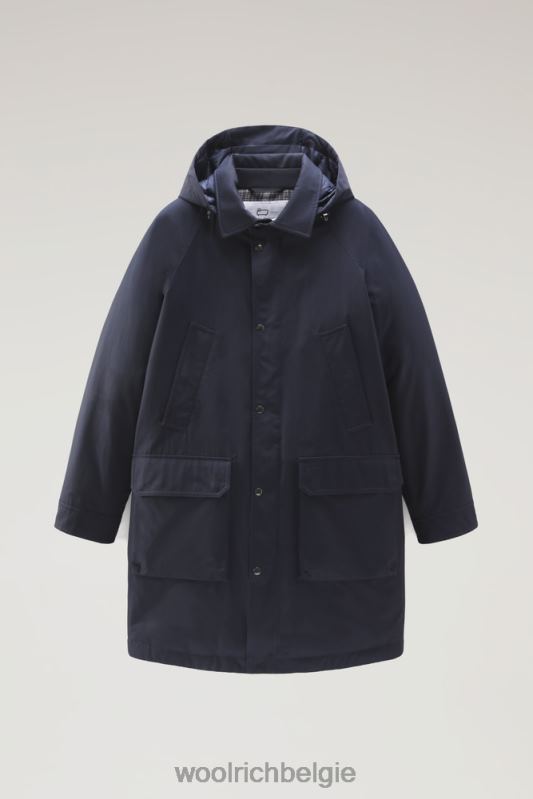 authentieke jas met raglanmouwen Woolrich Heren 8TTN0776 Melton blauw kleding