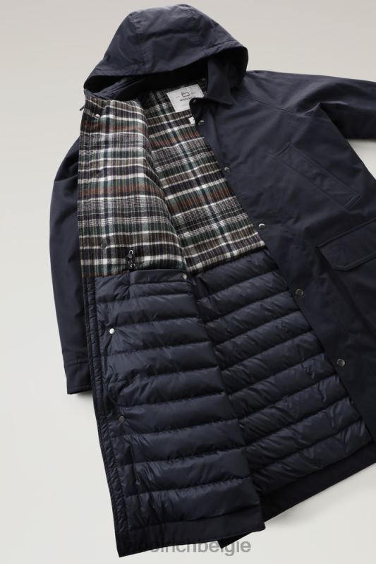 authentieke jas met raglanmouwen Woolrich Heren 8TTN0776 Melton blauw kleding