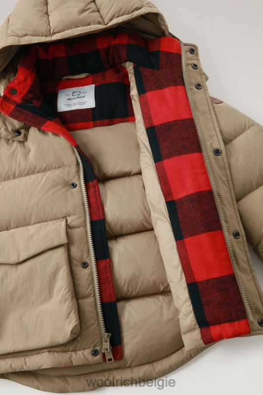 b Gewatteerd taslan nylon donsjack met afneembare capuchon Woolrich jongens 8TTN0928 goud kaki kleding