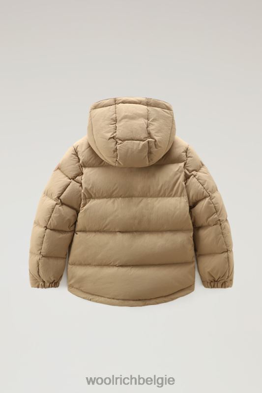 b Gewatteerd taslan nylon donsjack met afneembare capuchon Woolrich jongens 8TTN0928 goud kaki kleding