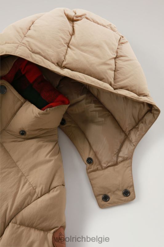 b Gewatteerd taslan nylon donsjack met afneembare capuchon Woolrich jongens 8TTN0928 goud kaki kleding