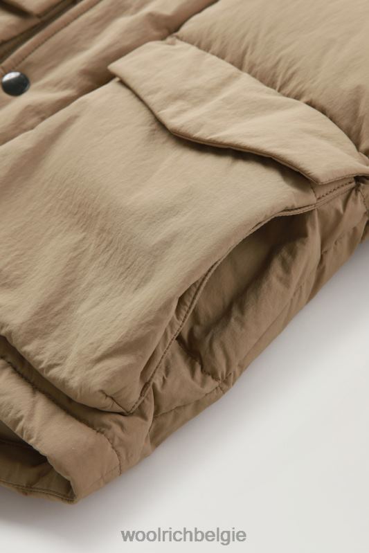 b Gewatteerd taslan nylon donsjack met afneembare capuchon Woolrich jongens 8TTN0928 goud kaki kleding