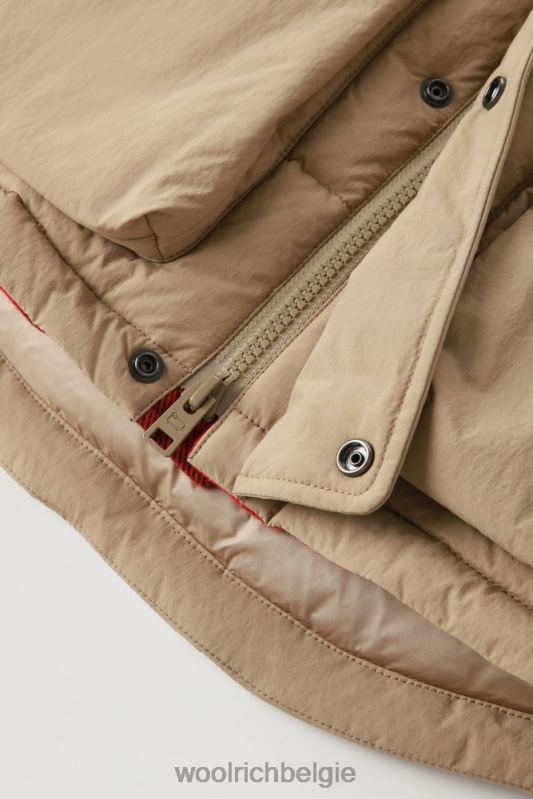 b Gewatteerd taslan nylon donsjack met afneembare capuchon Woolrich jongens 8TTN0928 goud kaki kleding