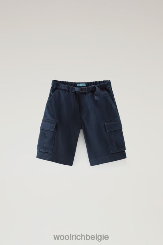 b Kledinggeverfde cargoshort van stretchkatoen Woolrich jongens 8TTN0868 Melton blauw kleding