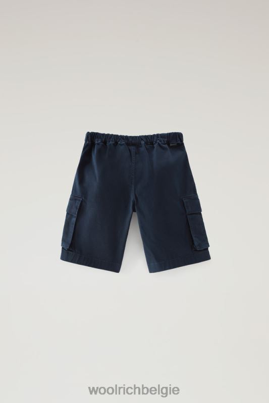 b Kledinggeverfde cargoshort van stretchkatoen Woolrich jongens 8TTN0868 Melton blauw kleding