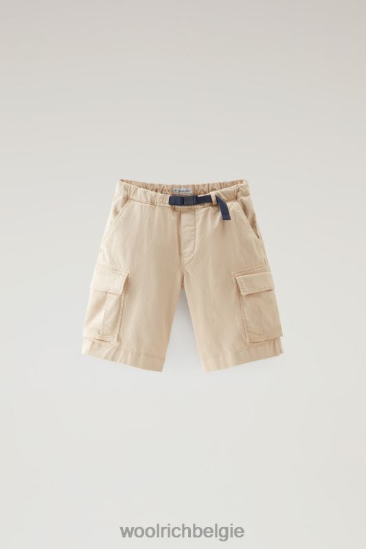 b Kledinggeverfde cargoshort van stretchkatoen Woolrich jongens 8TTN0882 strandzand kleding