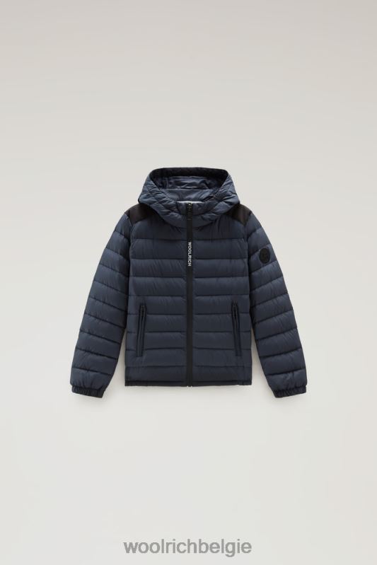 b Sundance donsjack met capuchon Woolrich jongens 8TTN0863 Melton blauw kleding