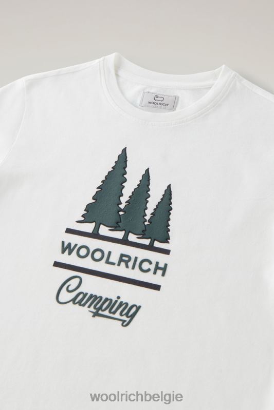 b T-shirt van puur katoen met print Woolrich jongens 8TTN0877 arctisch wit kleding