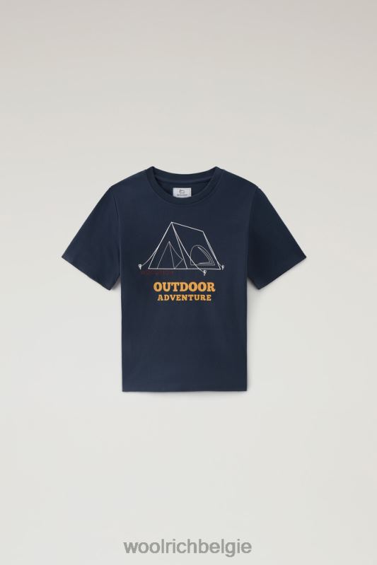 b T-shirt van puur katoen met print Woolrich jongens 8TTN0879 Melton blauw kleding