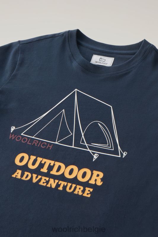 b T-shirt van puur katoen met print Woolrich jongens 8TTN0879 Melton blauw kleding