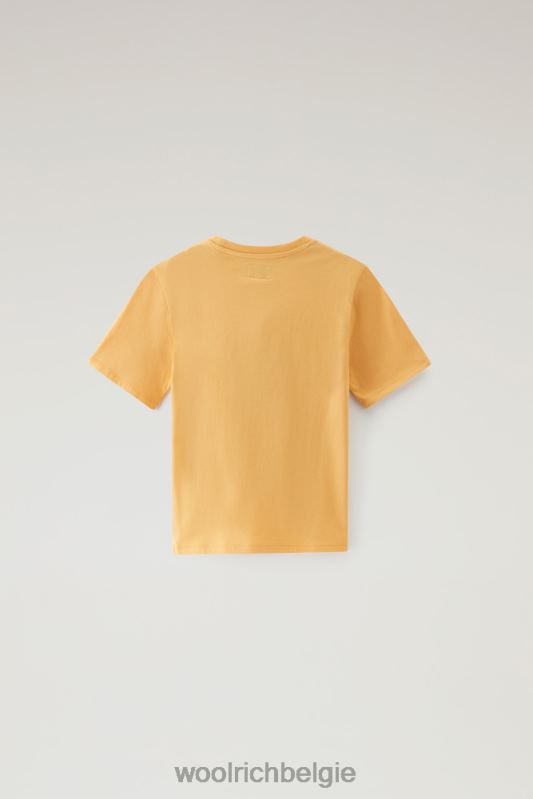 b T-shirt van puur katoen met print Woolrich jongens 8TTN0886 vuur geel kleding