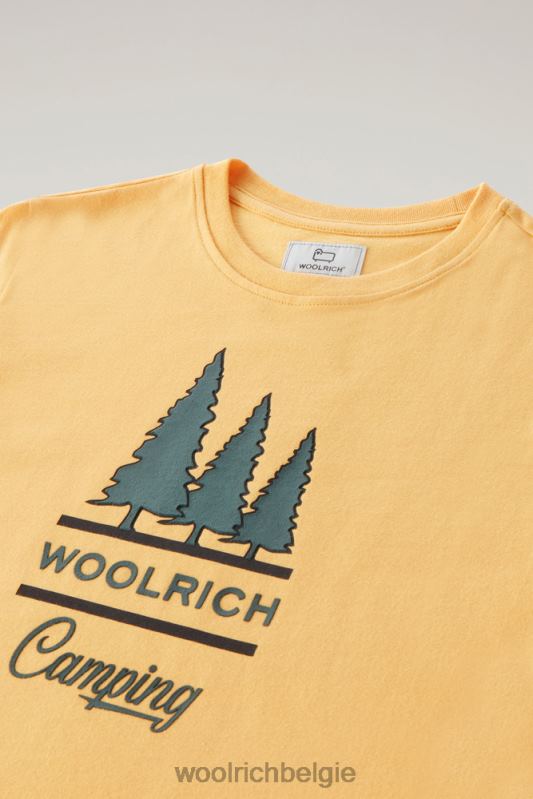 b T-shirt van puur katoen met print Woolrich jongens 8TTN0886 vuur geel kleding