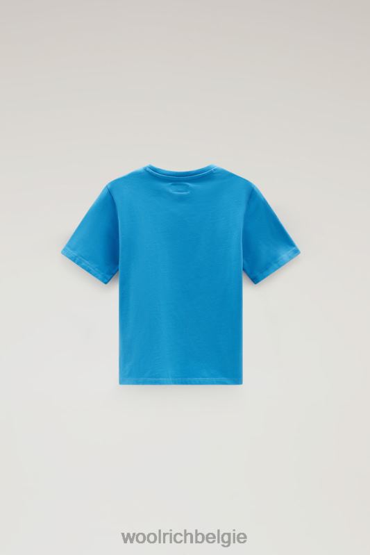 b T-shirt van puur katoen met print Woolrich jongens 8TTN0889 klokje blauw kleding