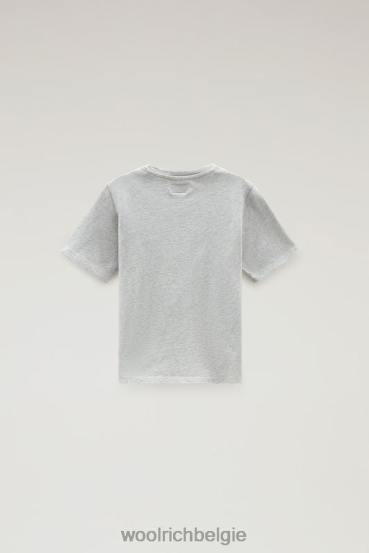 b T-shirt van puur katoen met print Woolrich jongens 8TTN0890 lichtgrijs gemêleerd kleding