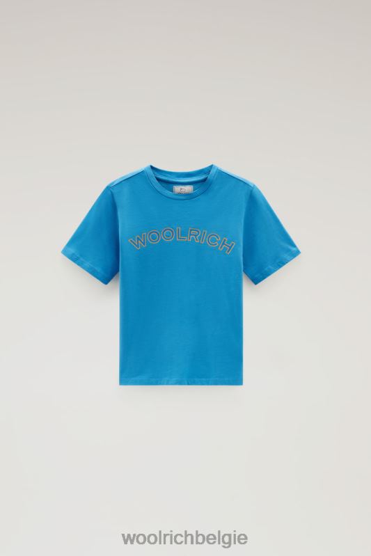 b Varsity-logo-T-shirt van puur katoen Woolrich jongens 8TTN0880 klokje blauw kleding