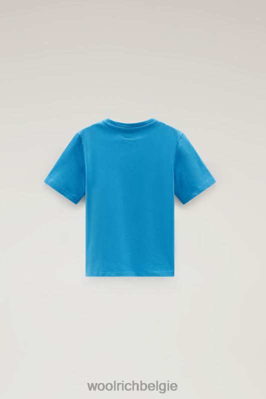 b Varsity-logo-T-shirt van puur katoen Woolrich jongens 8TTN0880 klokje blauw kleding