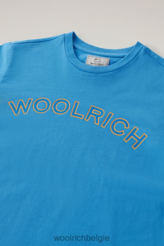 b Varsity-logo-T-shirt van puur katoen Woolrich jongens 8TTN0880 klokje blauw kleding