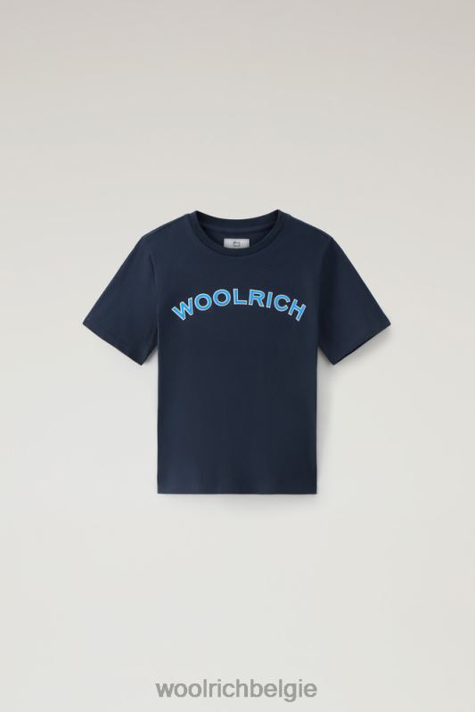 b Varsity-logo-T-shirt van puur katoen Woolrich jongens 8TTN0881 Melton blauw kleding