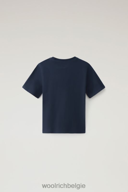 b Varsity-logo-T-shirt van puur katoen Woolrich jongens 8TTN0881 Melton blauw kleding