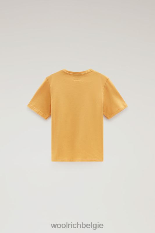 b Varsity-logo-T-shirt van puur katoen Woolrich jongens 8TTN0887 vuur geel kleding