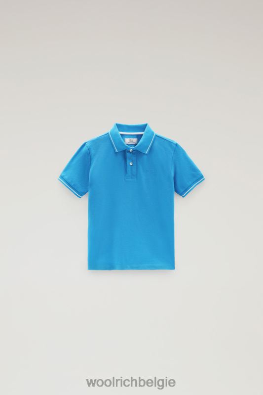 b monterey polo van piquét van stretchkatoen Woolrich jongens 8TTN0905 klokje blauw kleding