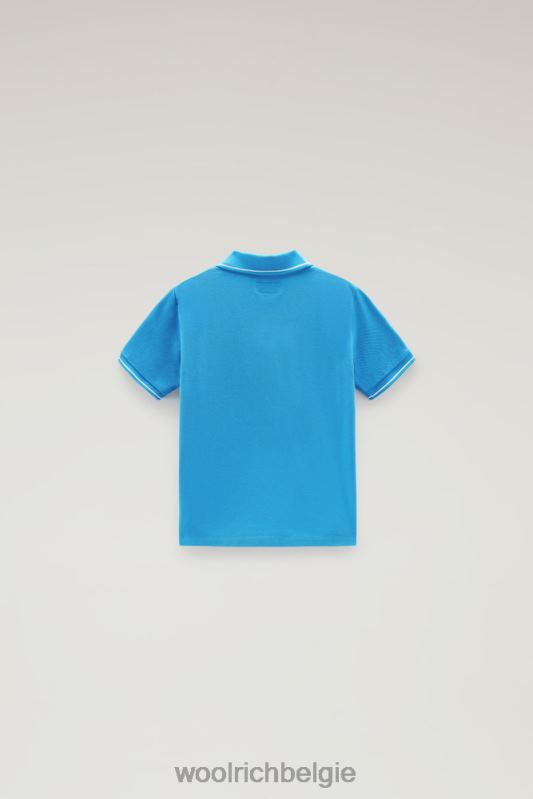 b monterey polo van piquét van stretchkatoen Woolrich jongens 8TTN0905 klokje blauw kleding