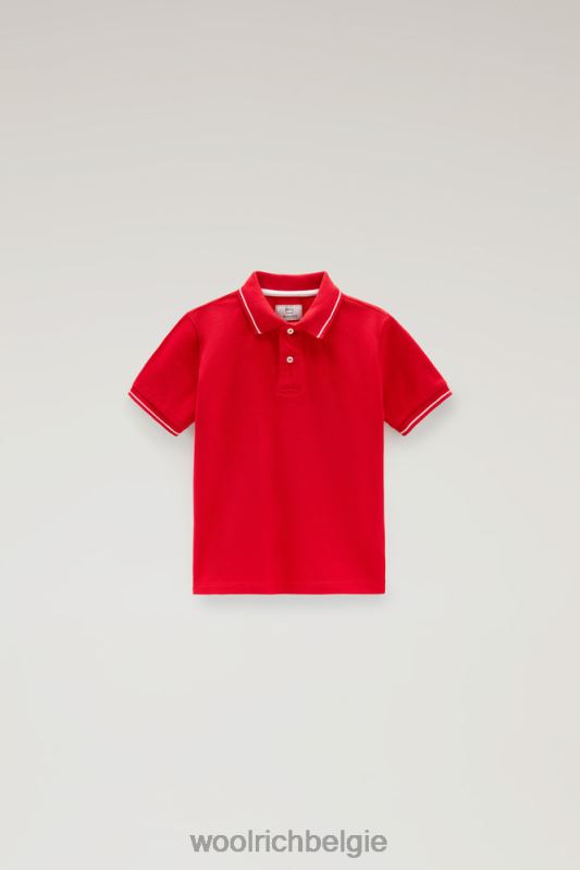 b monterey polo van piquét van stretchkatoen Woolrich jongens 8TTN0915 mariene scharlakenrood kleding