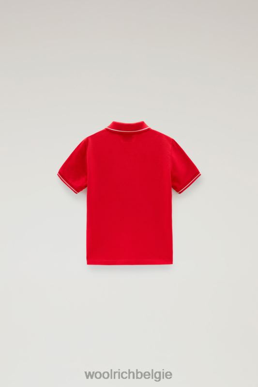 b monterey polo van piquét van stretchkatoen Woolrich jongens 8TTN0915 mariene scharlakenrood kleding