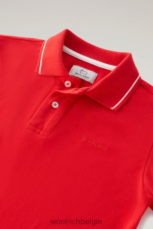 b monterey polo van piquét van stretchkatoen Woolrich jongens 8TTN0915 mariene scharlakenrood kleding