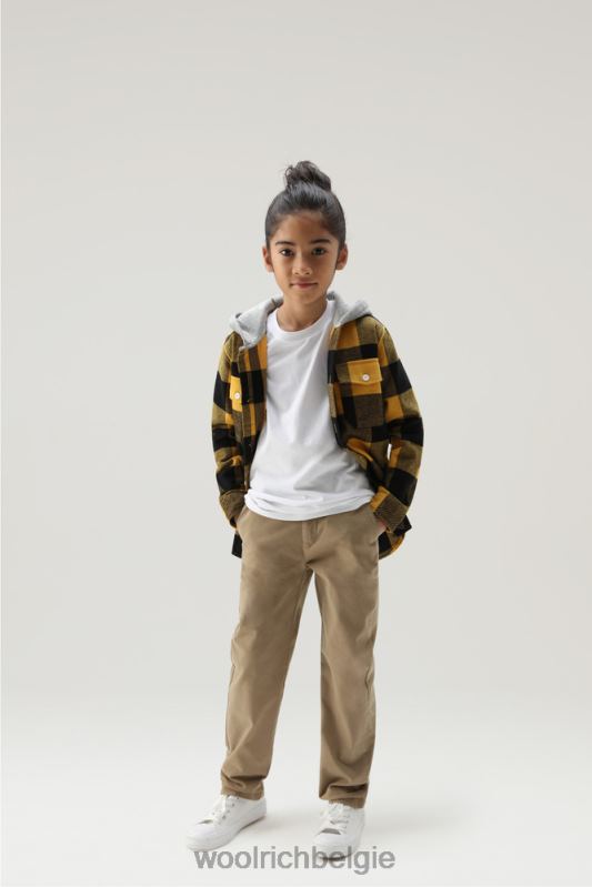 b overshirt met buffelruit en capuchon Woolrich jongens 8TTN0919 gele buffel kleding