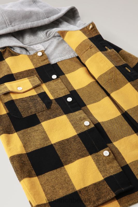 b overshirt met buffelruit en capuchon Woolrich jongens 8TTN0919 gele buffel kleding
