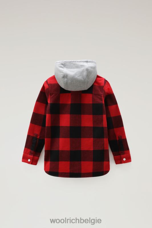 b overshirt met buffelruit en capuchon Woolrich jongens 8TTN0923 rode buffel kleding