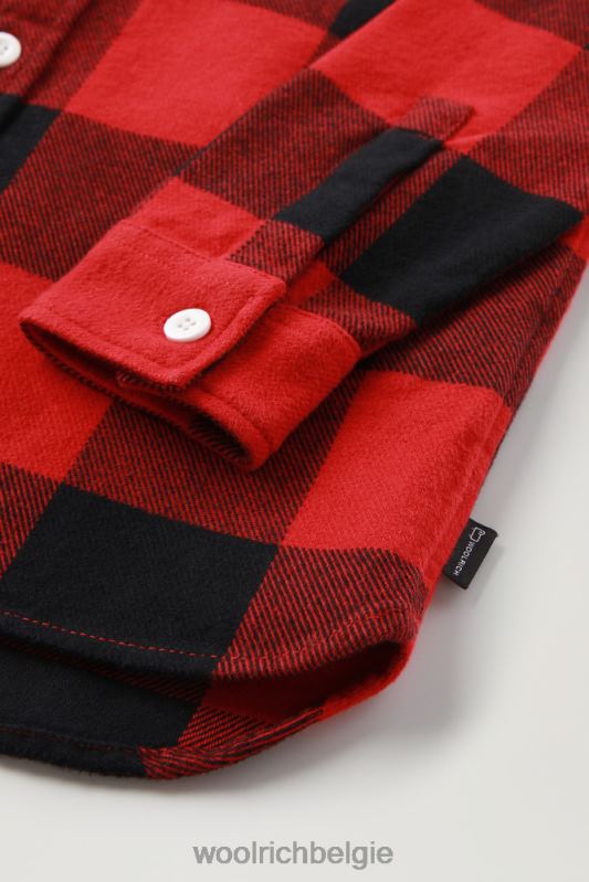 b overshirt met buffelruit en capuchon Woolrich jongens 8TTN0923 rode buffel kleding
