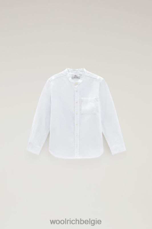 b-shirt van katoen-linnenmix Woolrich jongens 8TTN0888 arctisch wit kleding