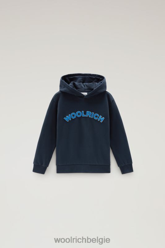 b varsity-hoodie van puur katoen Woolrich jongens 8TTN0904 Melton blauw kleding