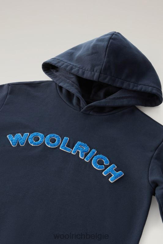b varsity-hoodie van puur katoen Woolrich jongens 8TTN0904 Melton blauw kleding