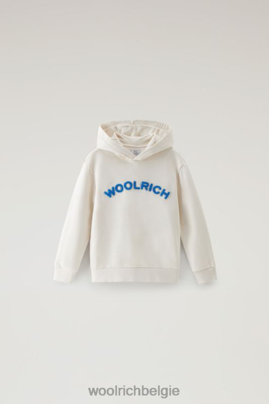 b varsity-hoodie van puur katoen Woolrich jongens 8TTN0914 melkachtige crème kleding