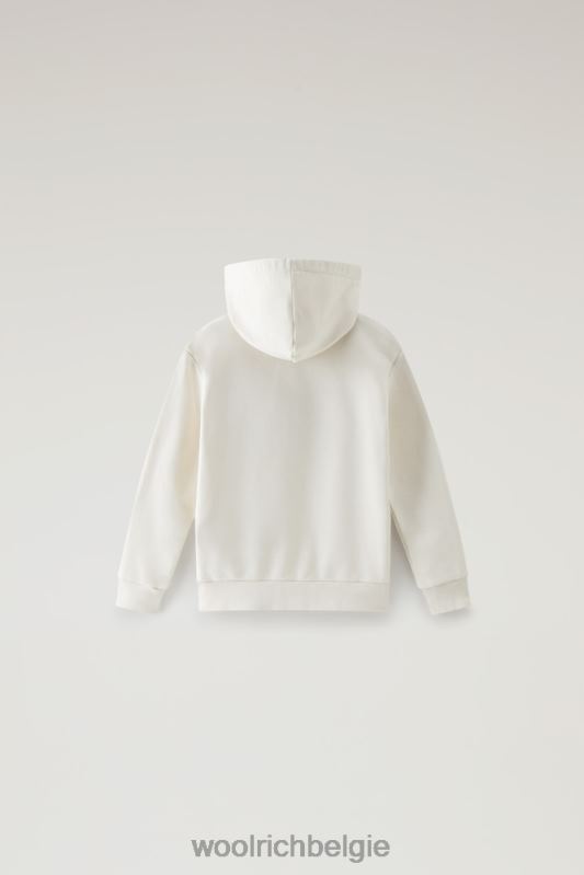 b varsity-hoodie van puur katoen Woolrich jongens 8TTN0914 melkachtige crème kleding