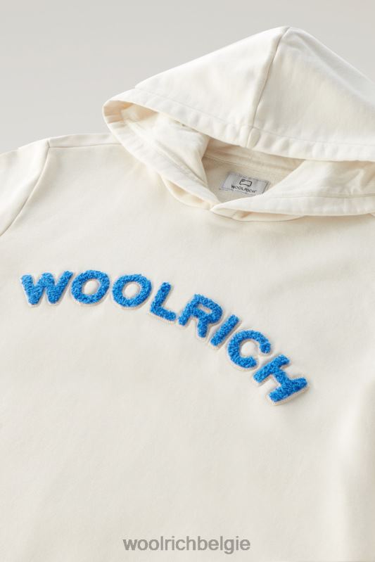 b varsity-hoodie van puur katoen Woolrich jongens 8TTN0914 melkachtige crème kleding