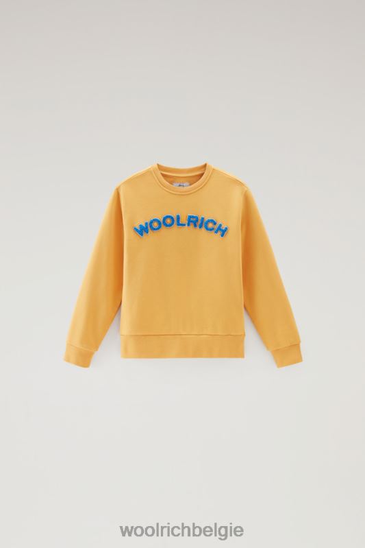 b varsity ronde hals van puur katoen Woolrich jongens 8TTN0867 vuur geel kleding